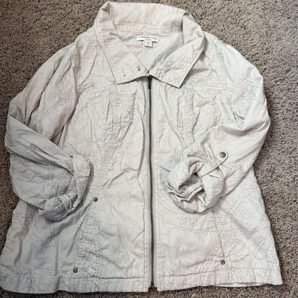 Vanilla Vintage Vibe Coldwater Creek Shaped Zip Up Top